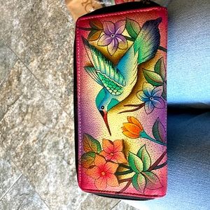 Handpainted leather Anuschka wallet